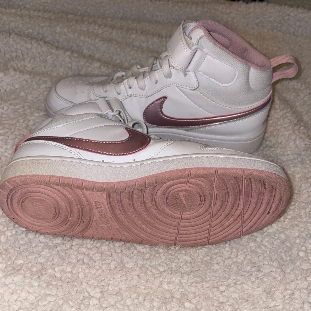 Nike White and Pink High-Top Sneakers